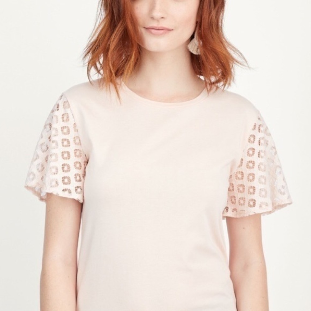 Maette Olive Eyelet Knit Tee Blush